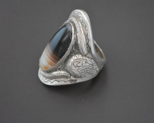 Huge Tibetan Banded Agate Ring - Size 12.5