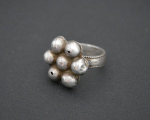 Old Rajasthani Silver Flower Ring - Size 6.75