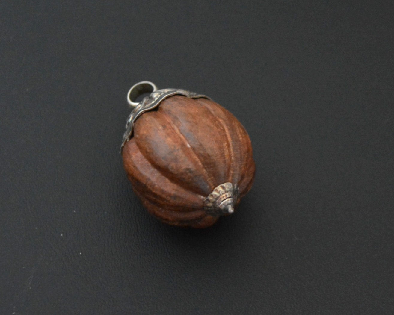 Nepali Wood and Silver Pendant