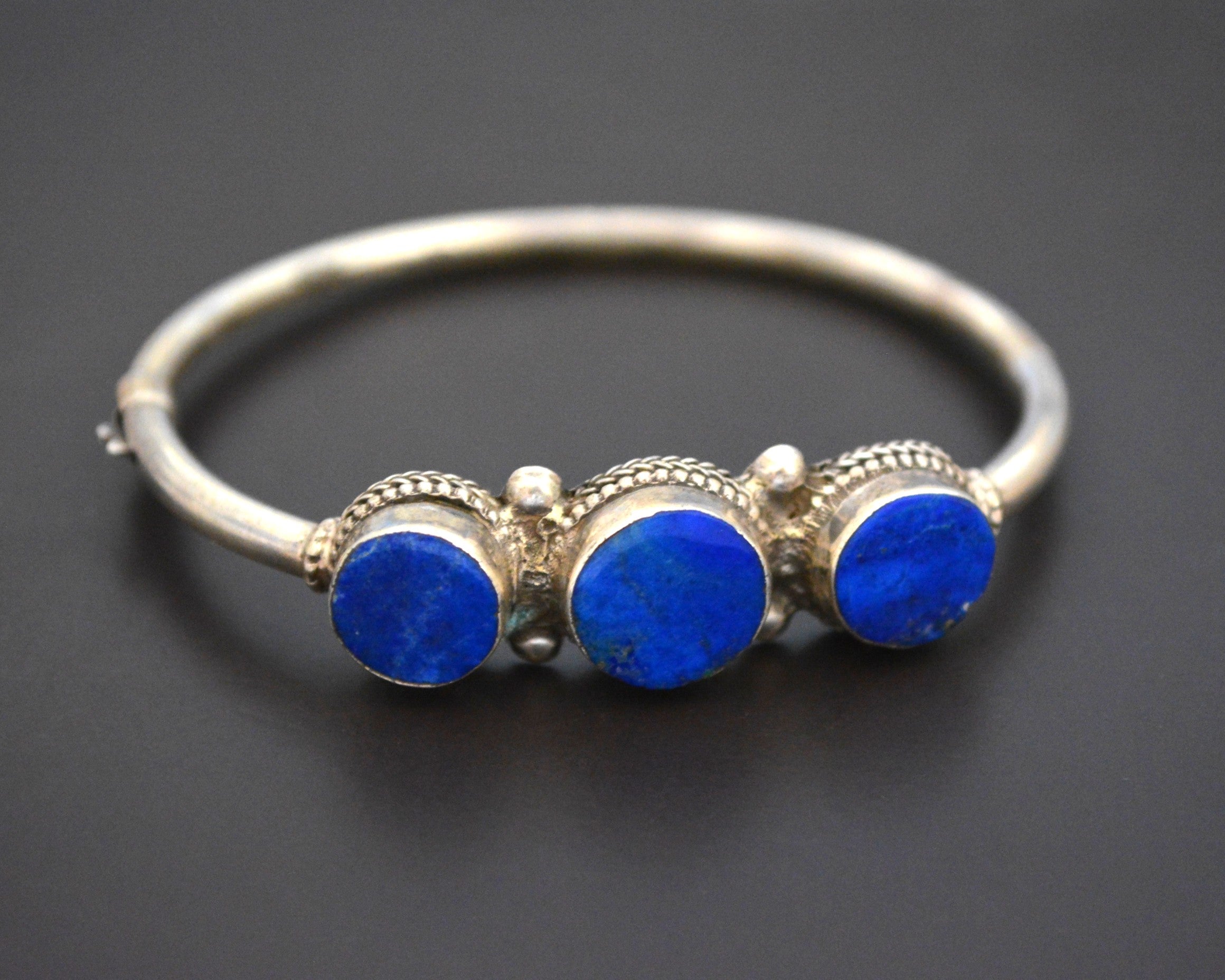 Vintage Lapis Lazuli Bracelet from India - SMALL - Hinged