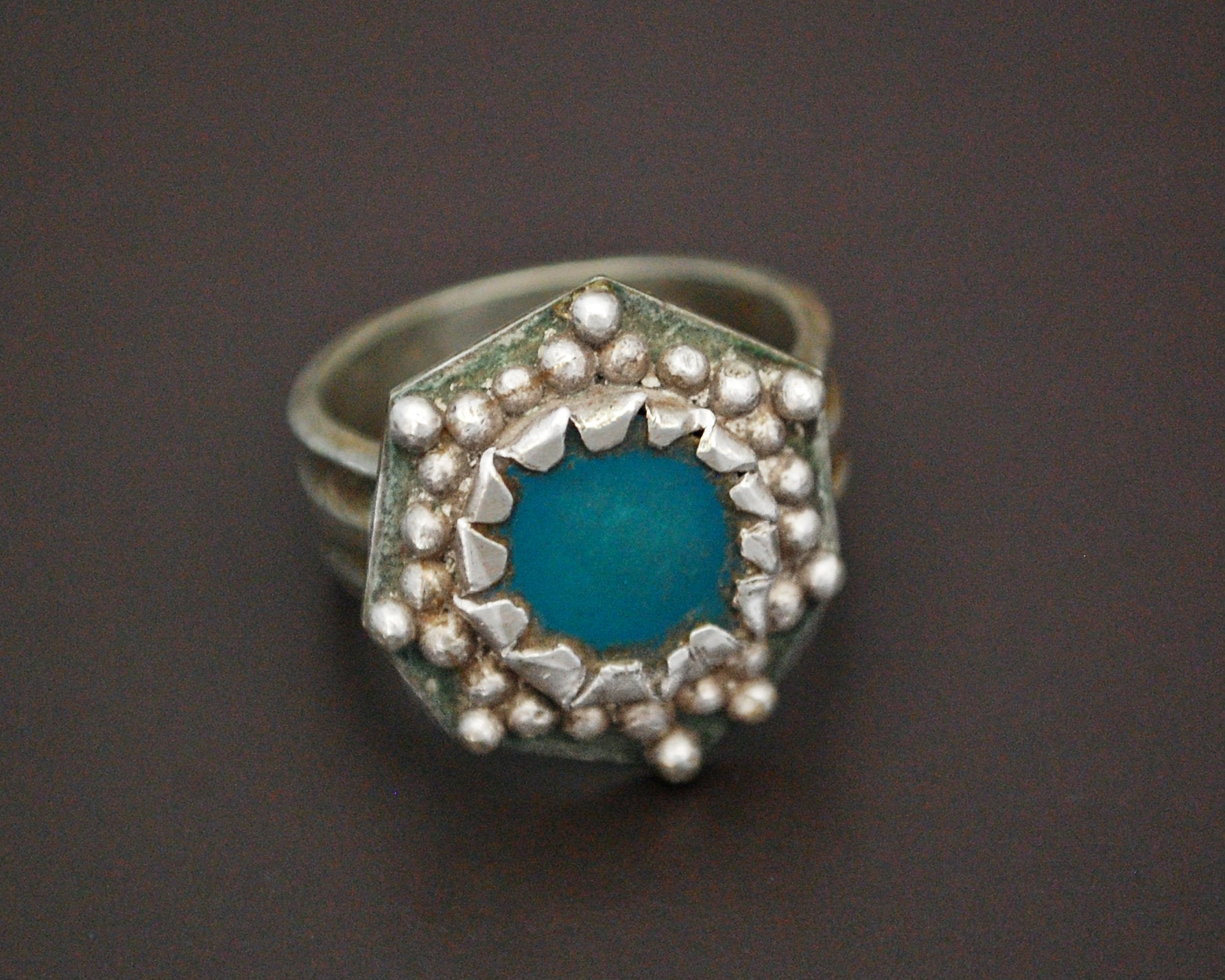 Ethnic Aventurine Ring from Afghanistan - Size 7.5