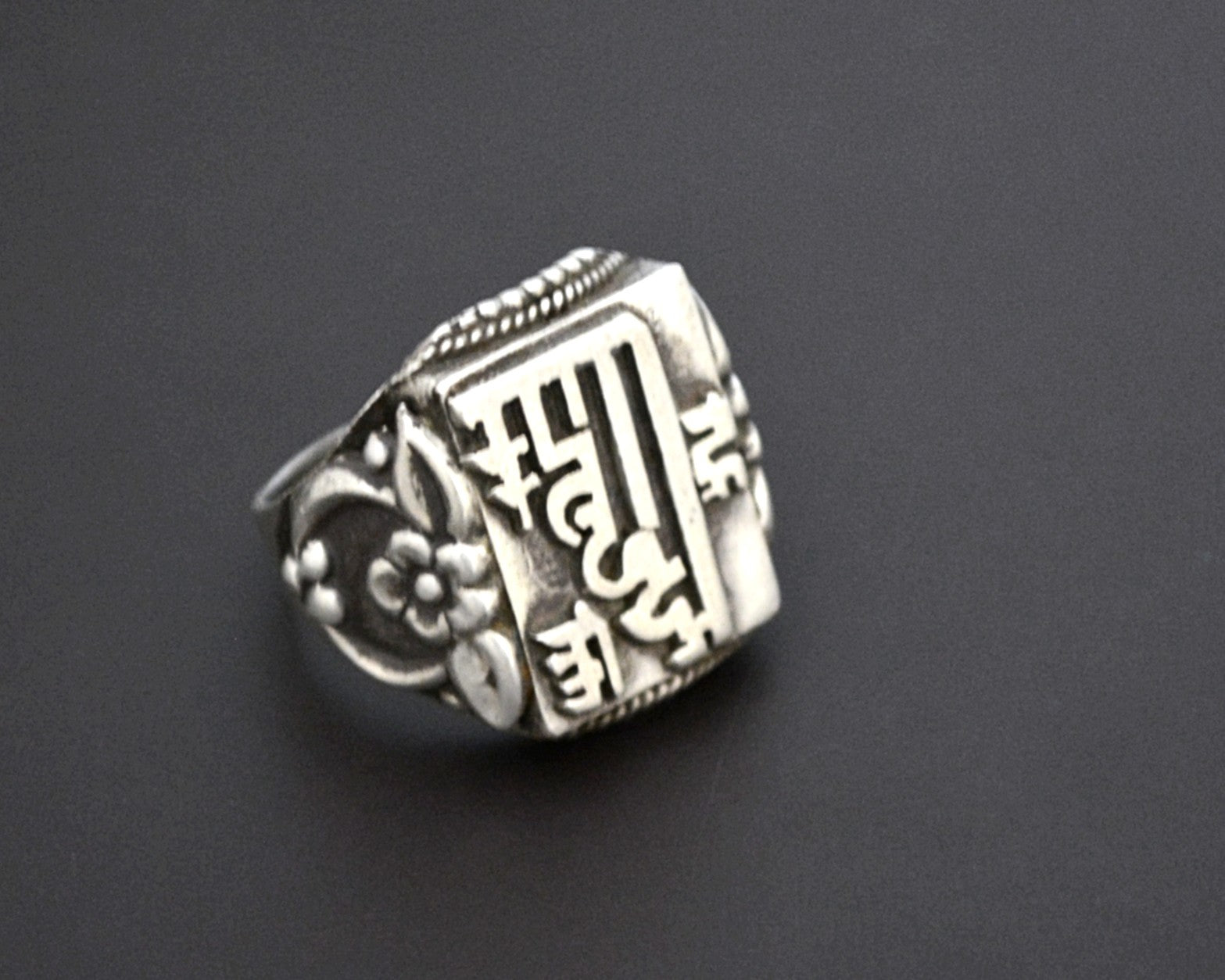Reserved for M. - Kalachakra Ring with Flowers - Size 9