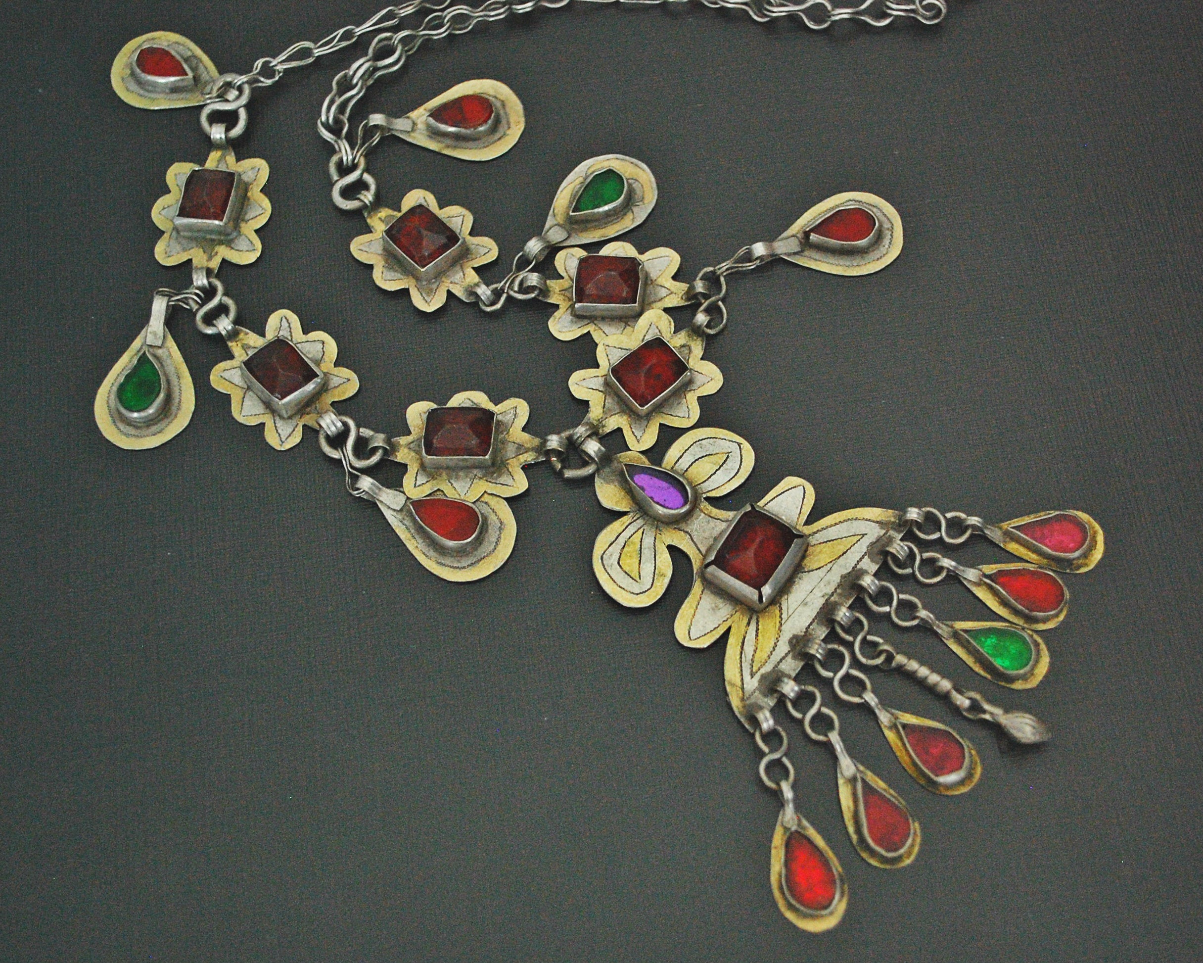 Turkmen Gilded Necklace with Glass Stones