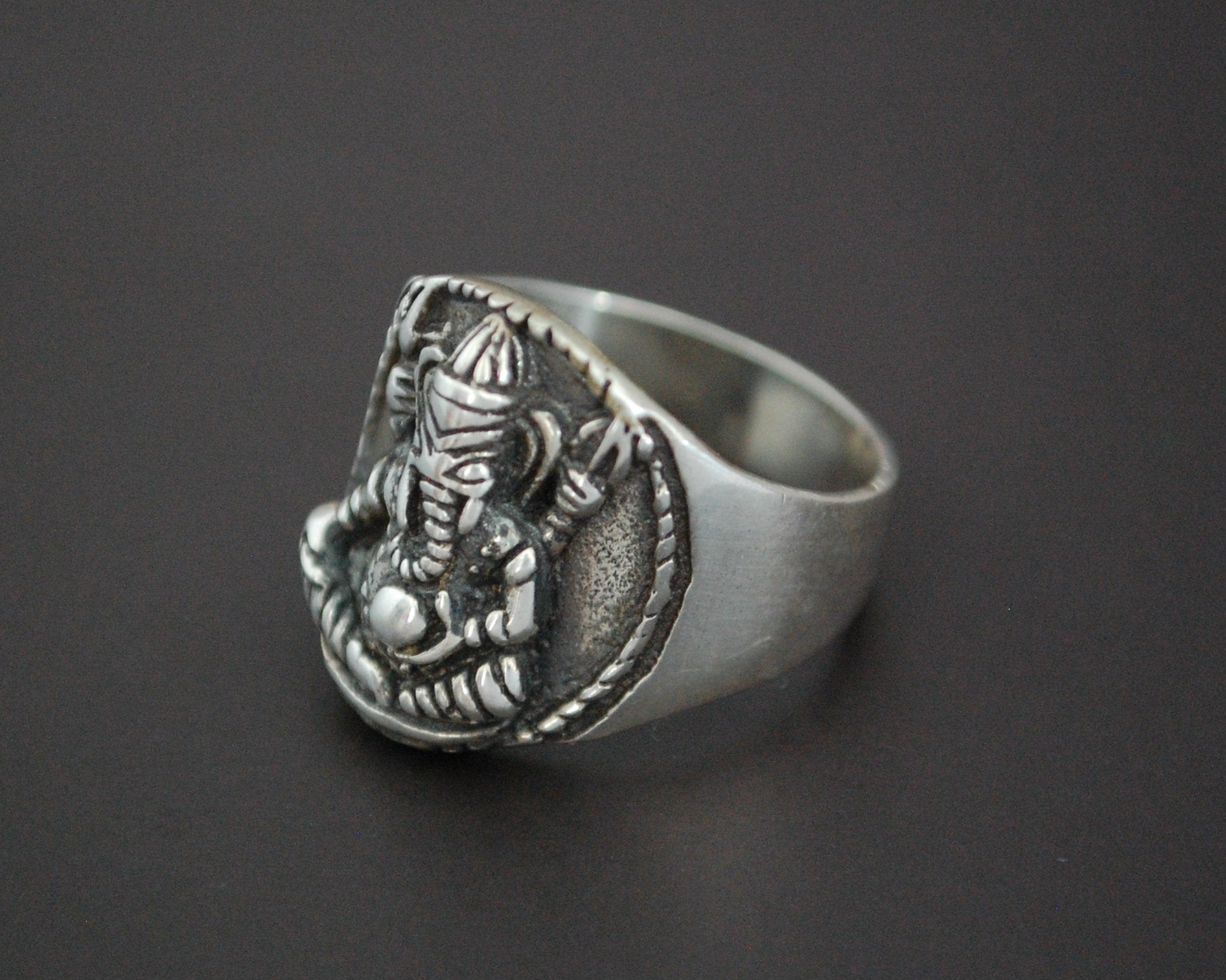 Ganesha Sterling Silver Ring - Size 7.75