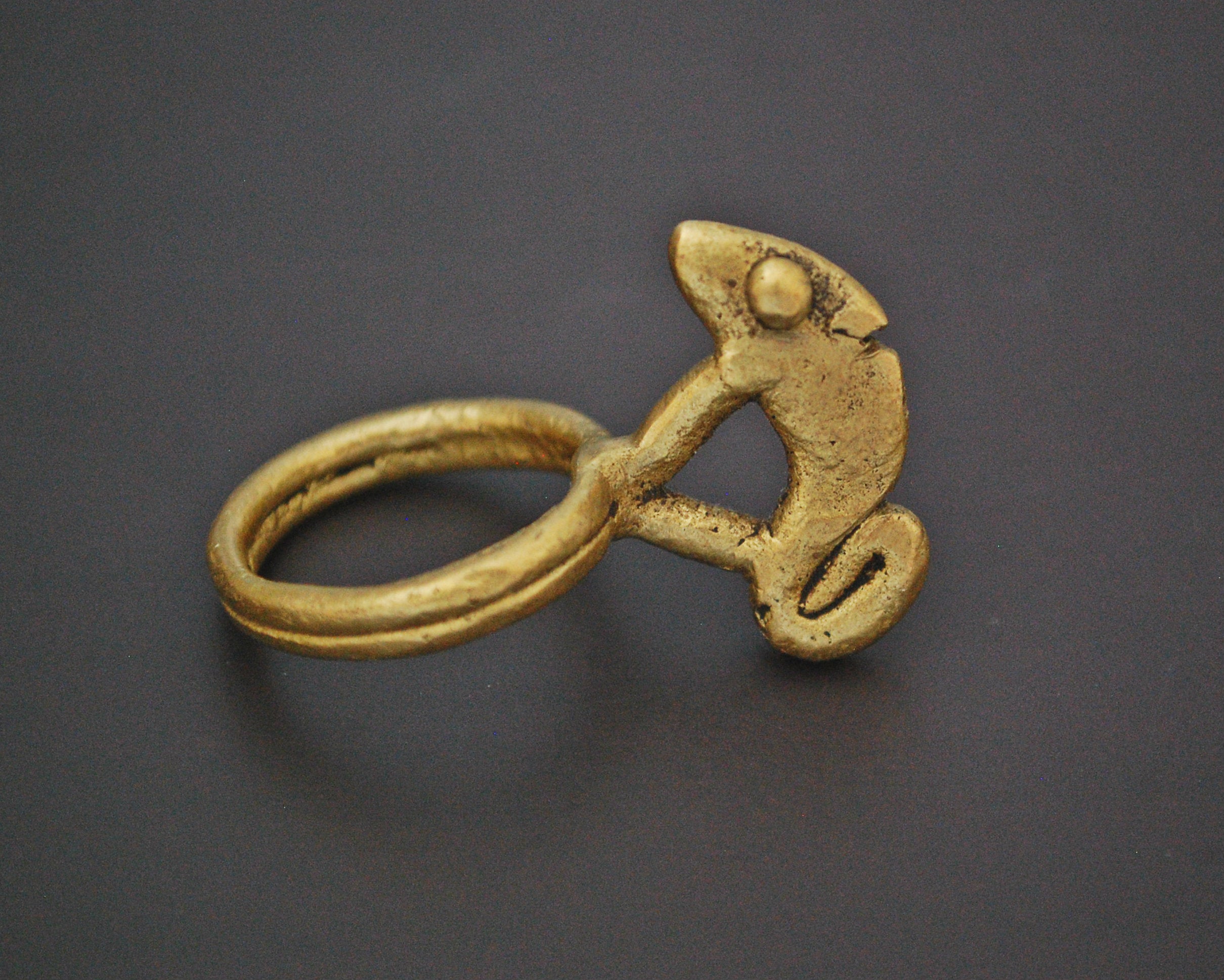 Old Lobi Chameleon Brass Ring - Size 8.75