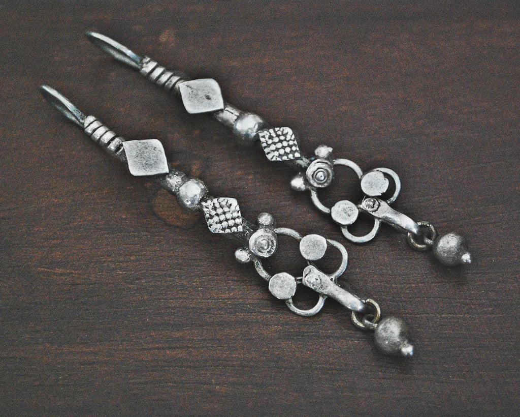 Antique Afghani Silver Earrings with Dangle