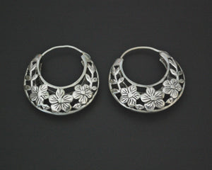 Ethnic Hoop Earrings with Flower Cut Out Design