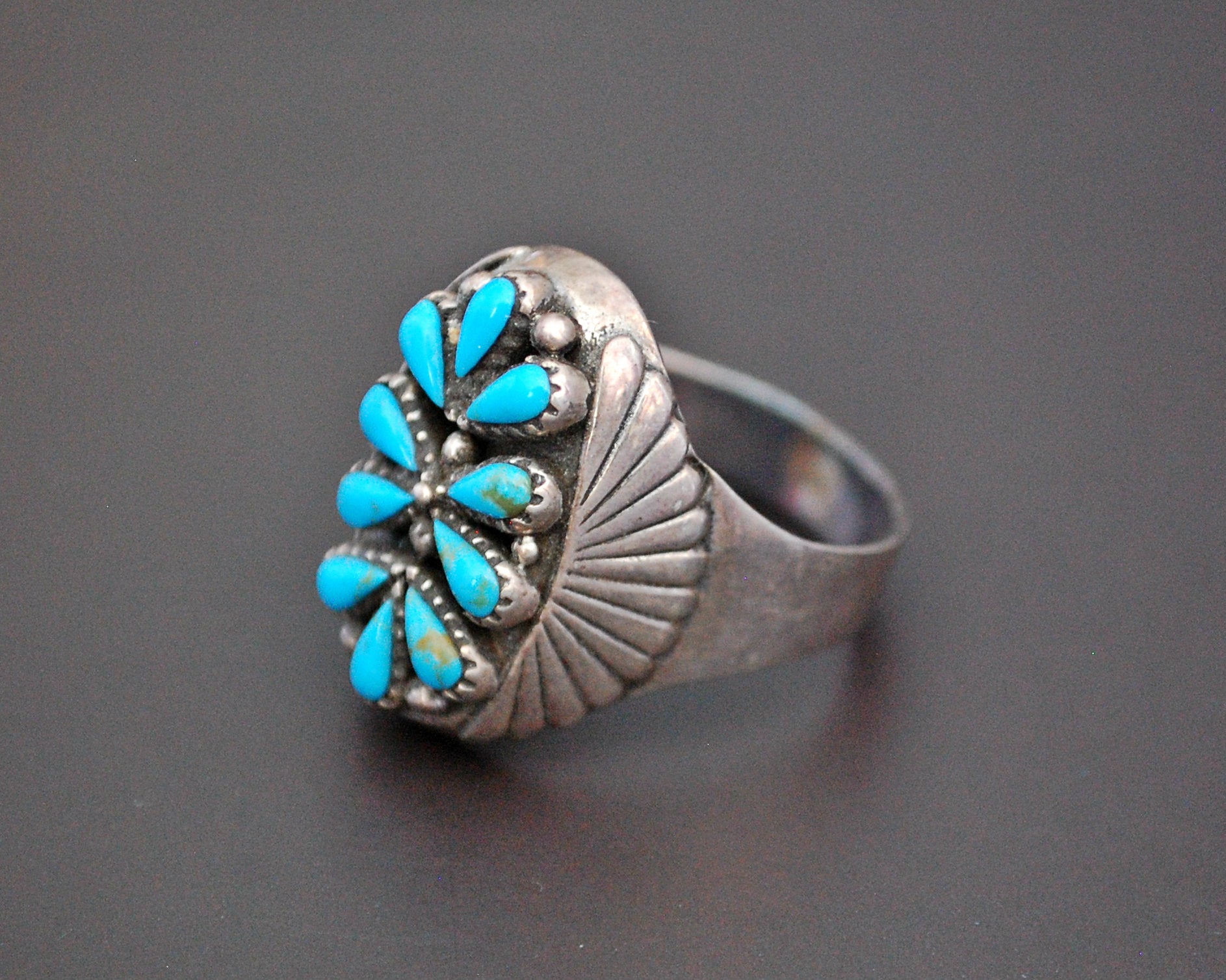 Zuni Petit Point Turquoise Ring - Size 10.5