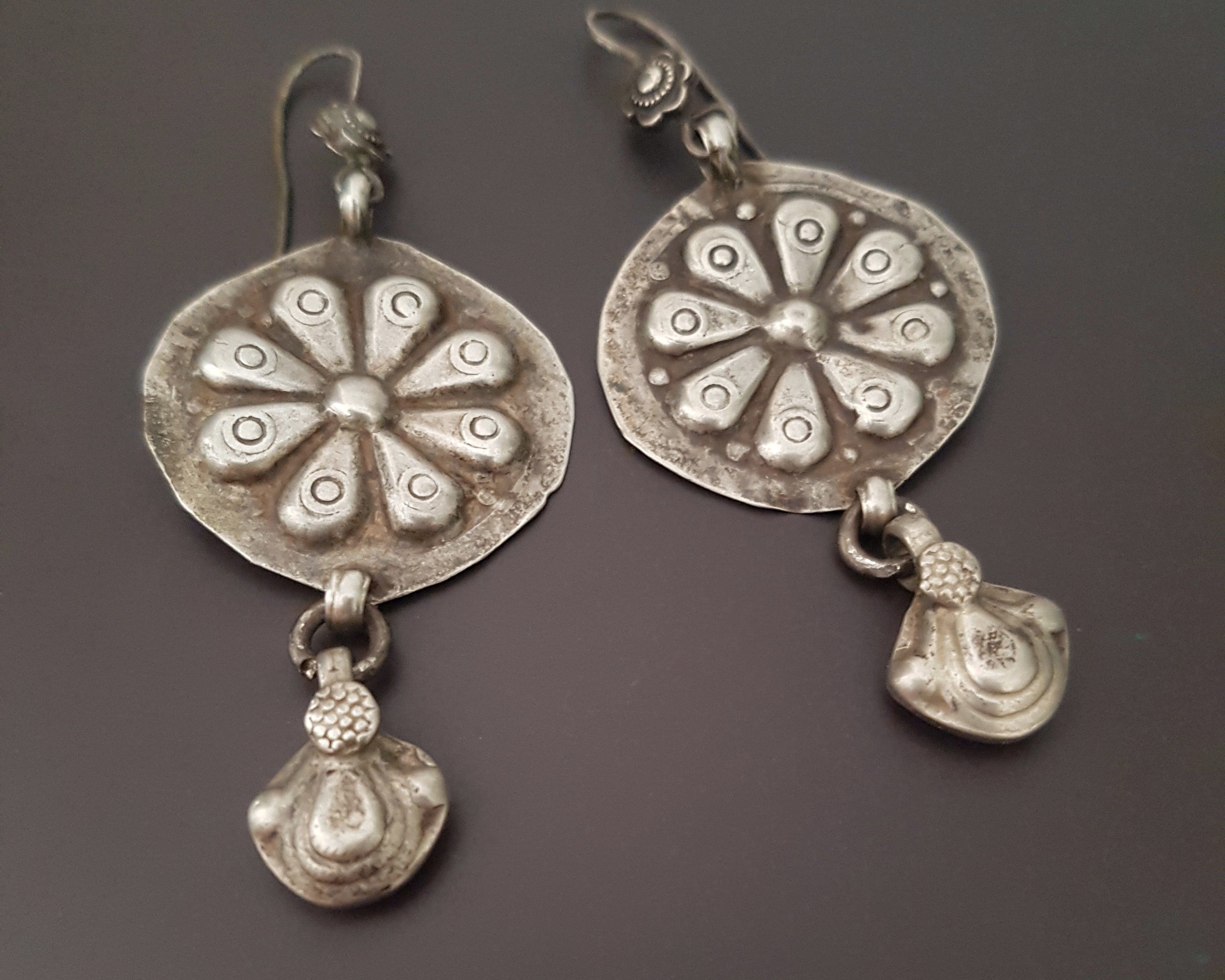 Ethnic Silver Disc Earrings from Afghanistan