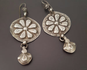 Ethnic Silver Disc Earrings from Afghanistan