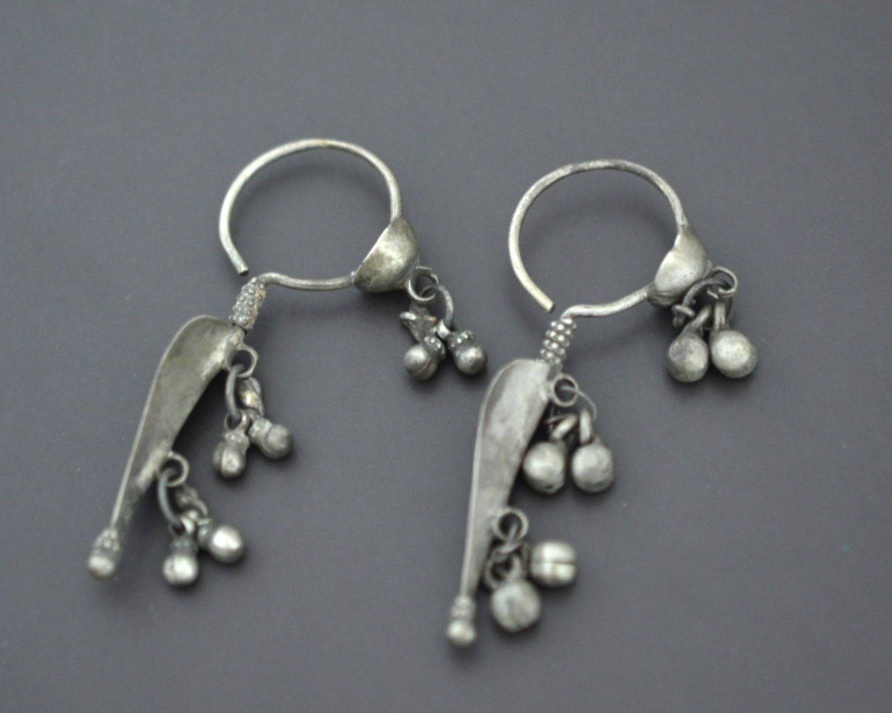 Old Rajasthani Silver Earrings with Bells