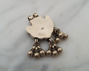 Rajasthani Silver Peacock Pendant with Bells