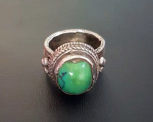 Old Tibetan Turquoise Ring - Size 8