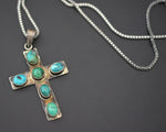 Turquoise Cross Pendant on Silver Chain