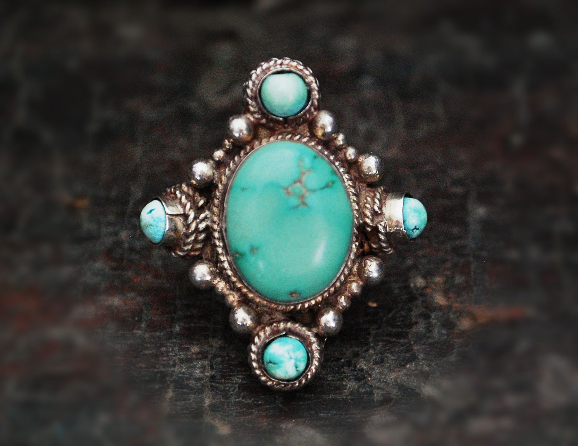 Nepali Turquoise Saddle Ring - Size 8