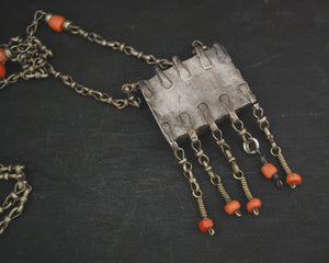 Old Uzbek Coral Box Necklace -