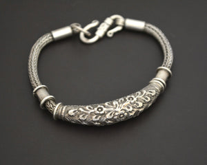 Bali Braided Snake Chain Bracelet with Silver Parts - Sterling Silver