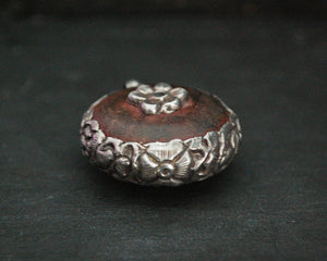 Nepali Wood Silver Repoussee Amulet Pendant
