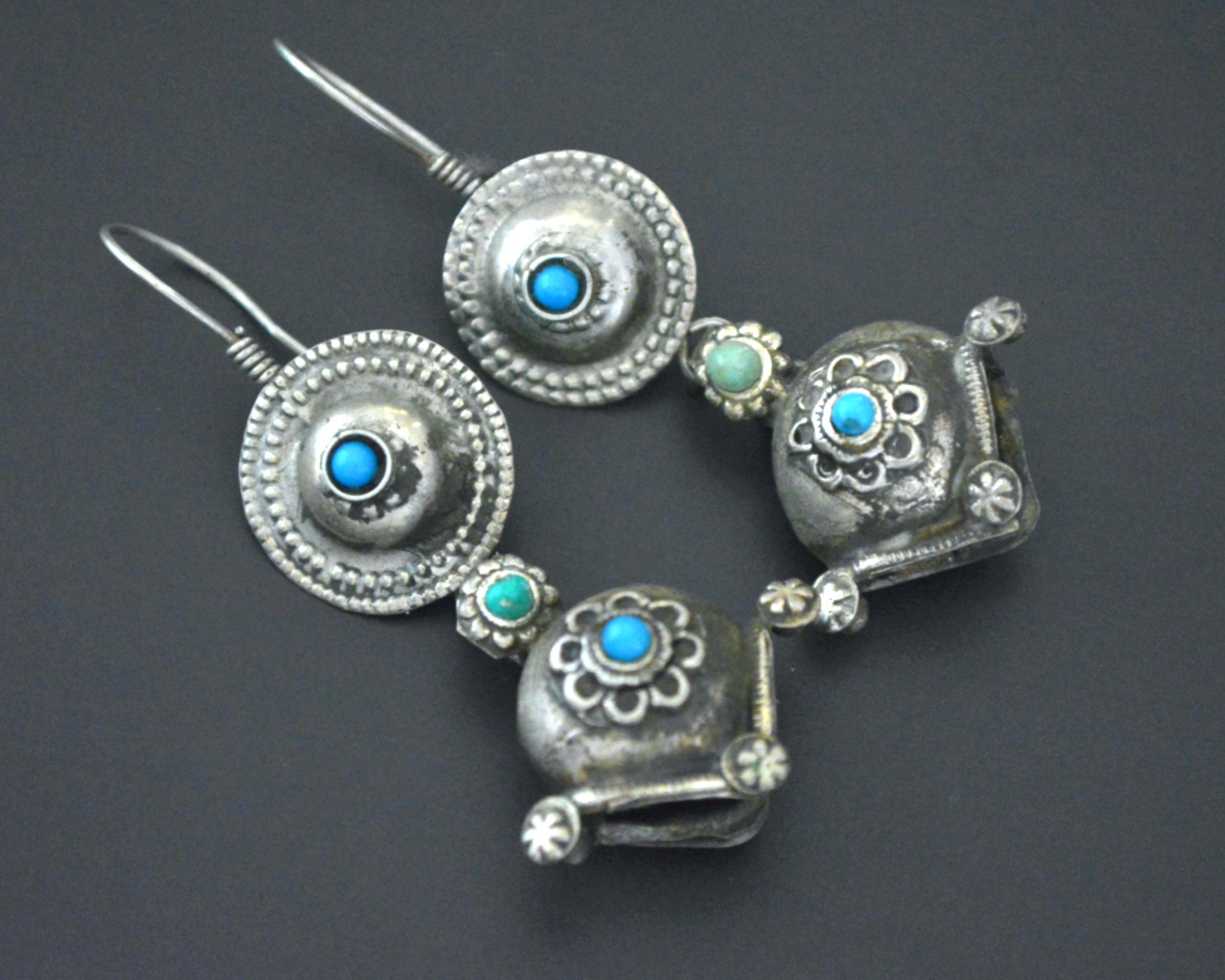 Afghani Dangle Earrings with Turquoise