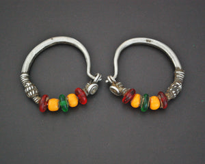 Tribal Indian Hoop Earrings with Colorful Beads