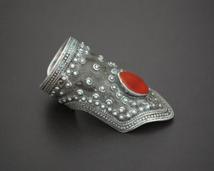 Ethnic Carnelian Ring with Open Band - Size 9.5 / 10