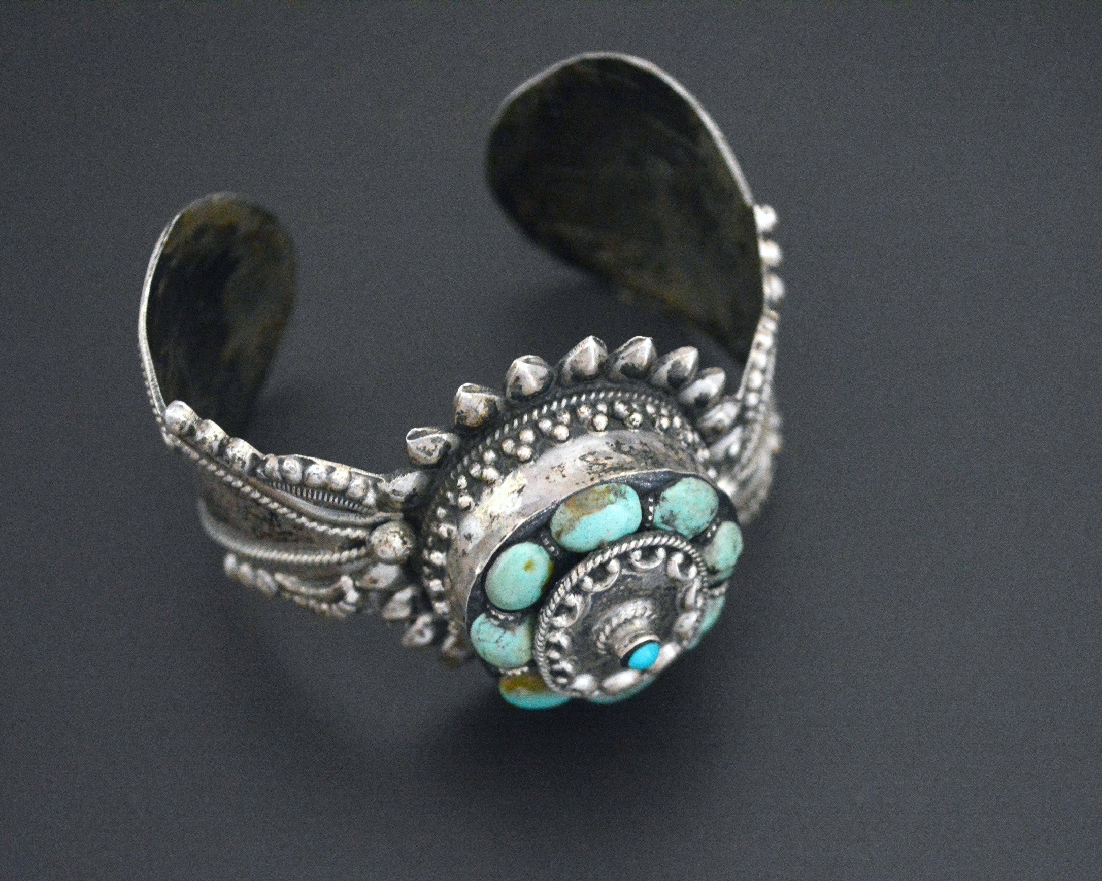 Fabulous Nepali Tibetan Turquoise Cuff Bracelet - HEAVY
