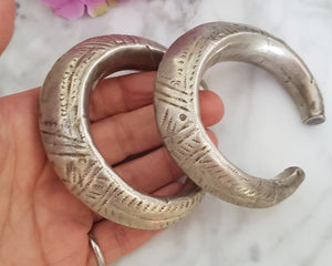 Pair Gujarati Silver Cuff Bracelets - SMALL/MEDIUM