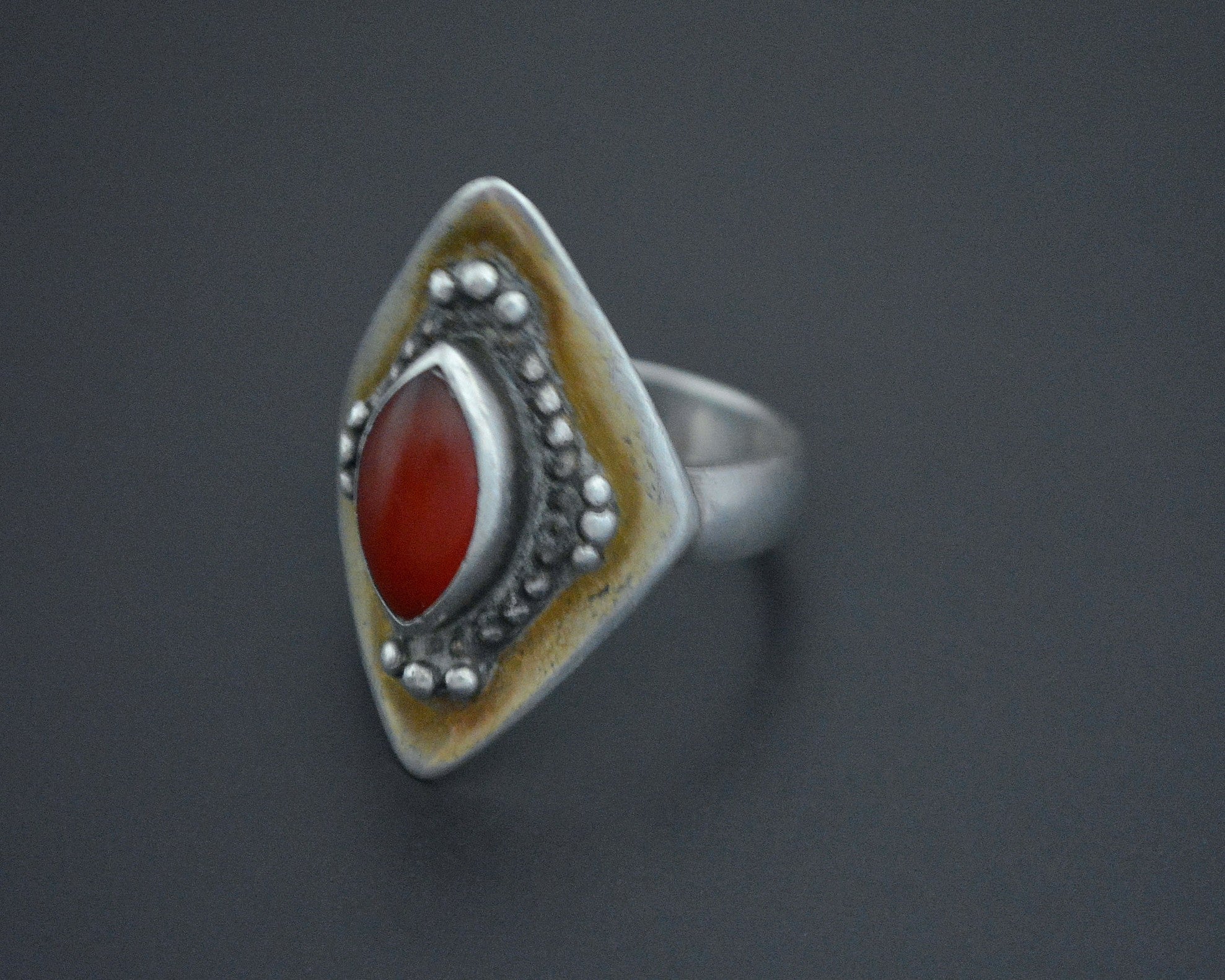 Turkmen Gilded Carnelian Ring - Size 9