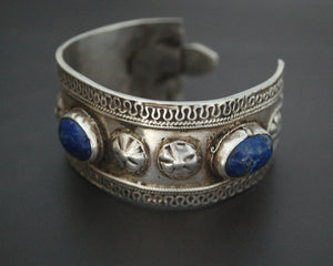 Antique Turkmen Silver Lapis Lazuli Bracelet