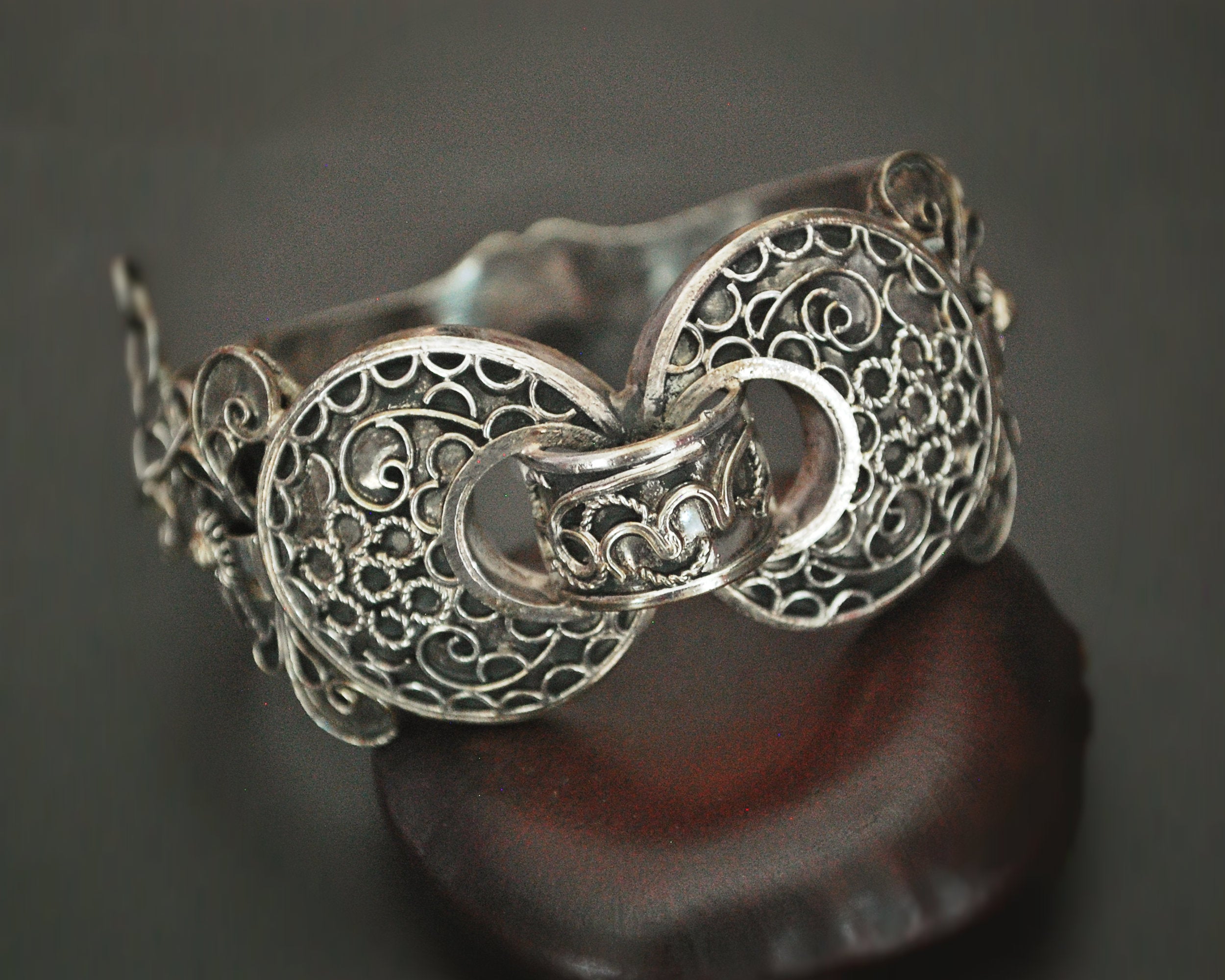 Tunisian Hinged Silver Bracelet