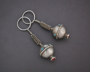 Old Afghani Earrings with Turquoise and Glass