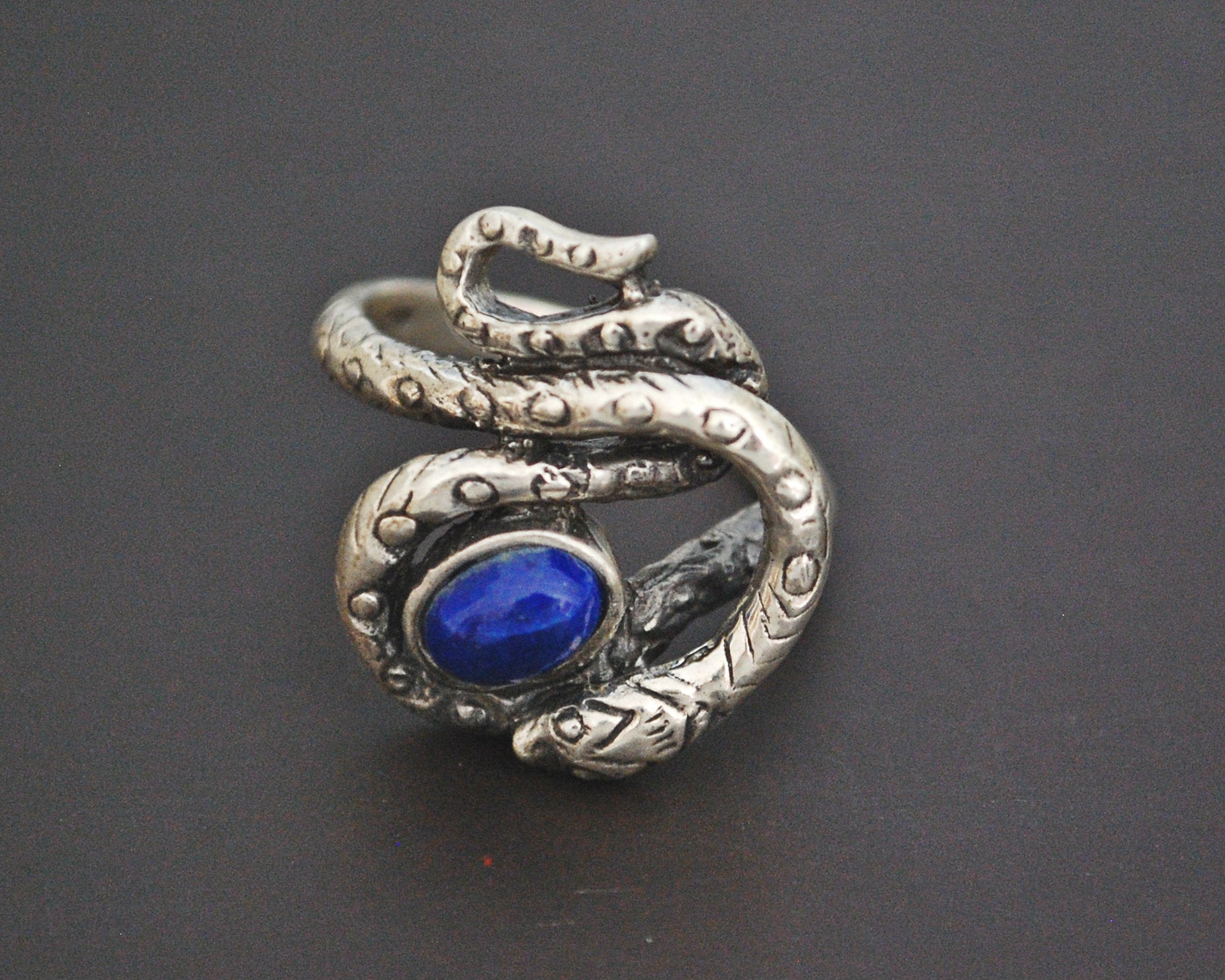 Snake Ring with Lapis Lazuli - Size 8