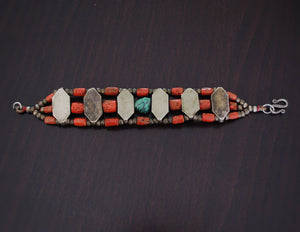 Antique Ladakh Coral Turquoise Bracelet