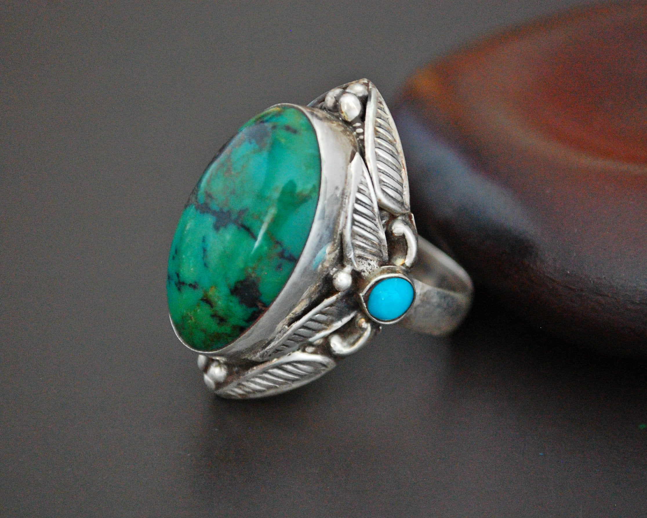 Ethnic Turquoise Ring from India - Size 8.75