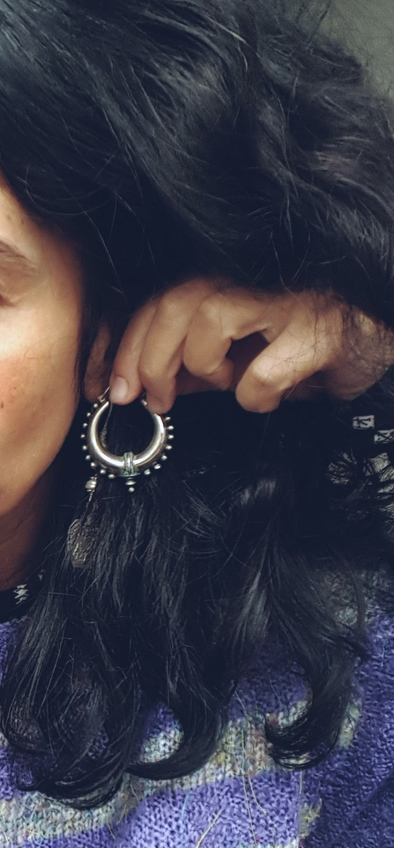 Ethnic Spike Hoop Earrings - LARGE
