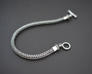 Ethnic Woven Silver Snake Chain Bracelet