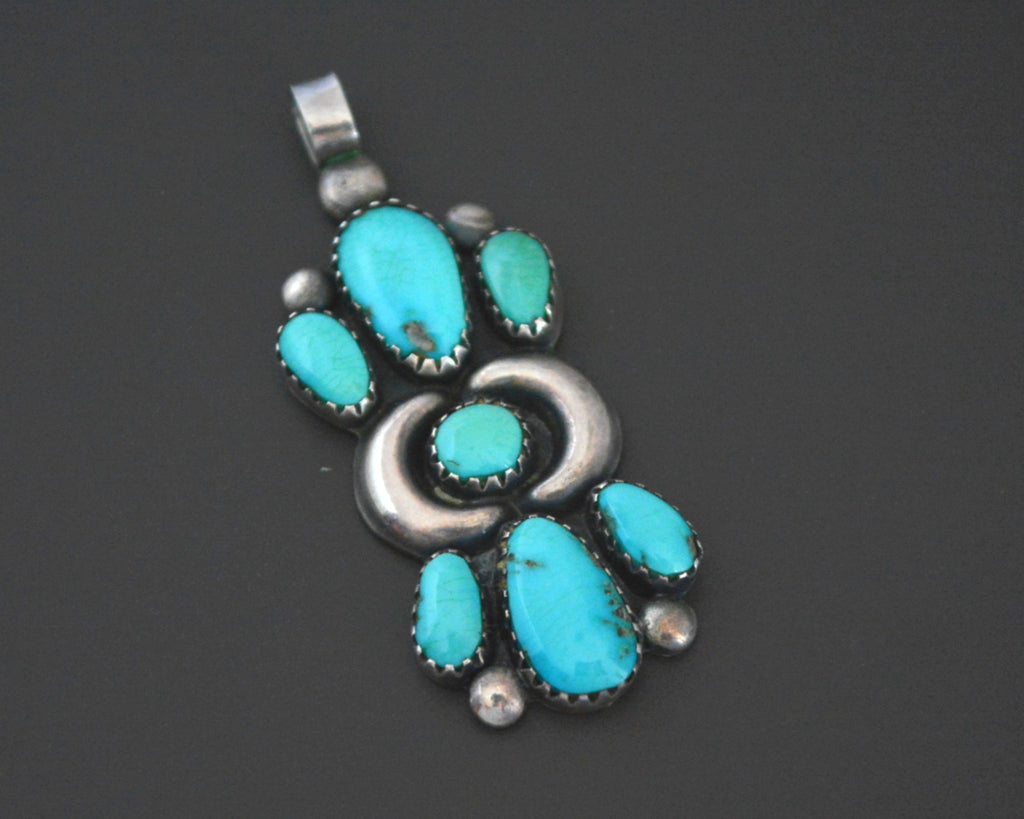 Zuni Signed Ondelacy Turquoise Pendant  - Signed F.W. Ondelacy