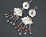 Uzbek Coral Earrings with Bell Dangles