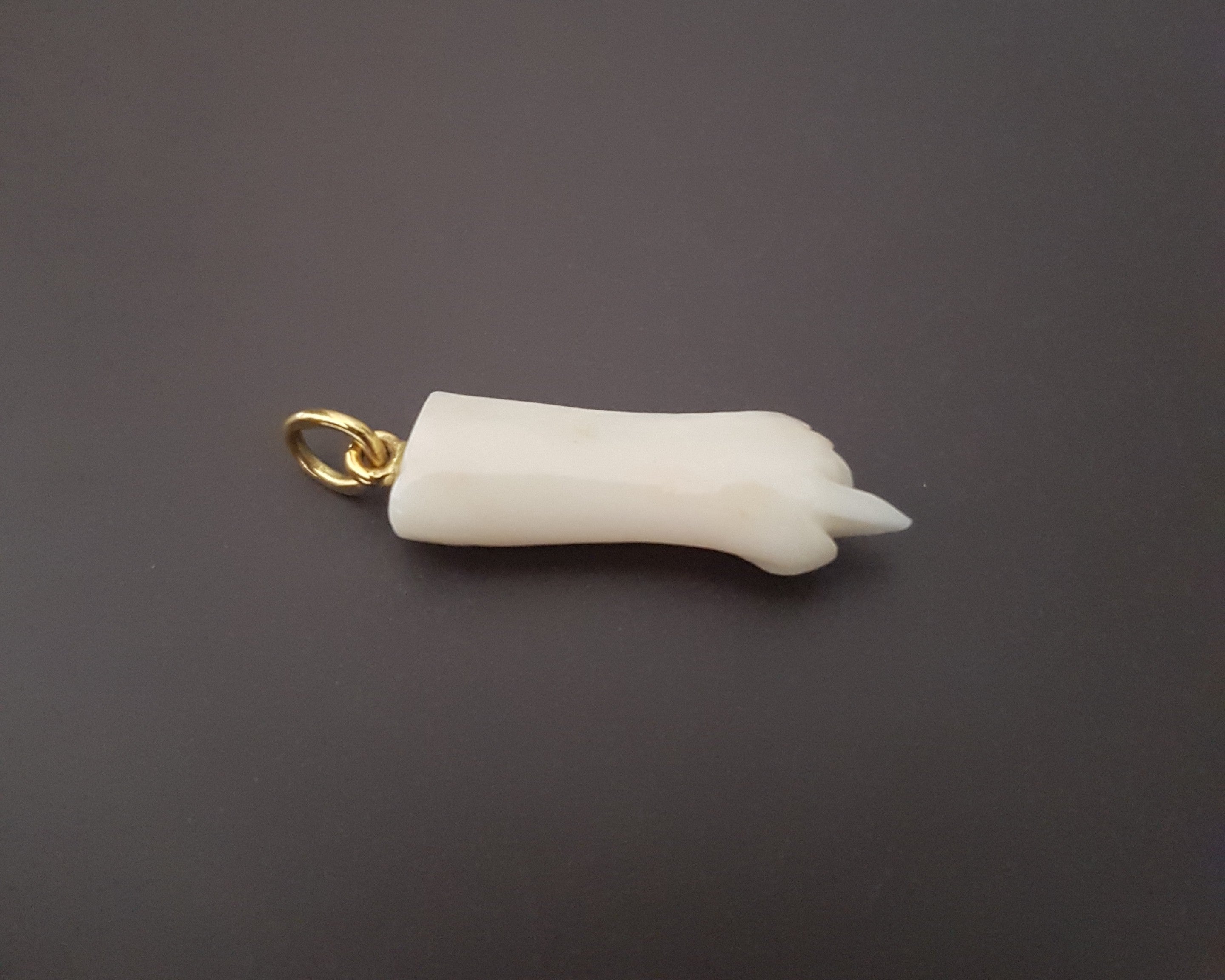 Figa Hand Lucky Charm Amulet Shell and 18K Gold