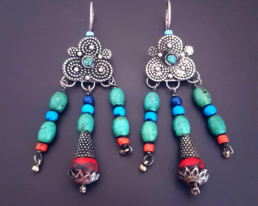 Uzbek Turquoise Dangle Earrings