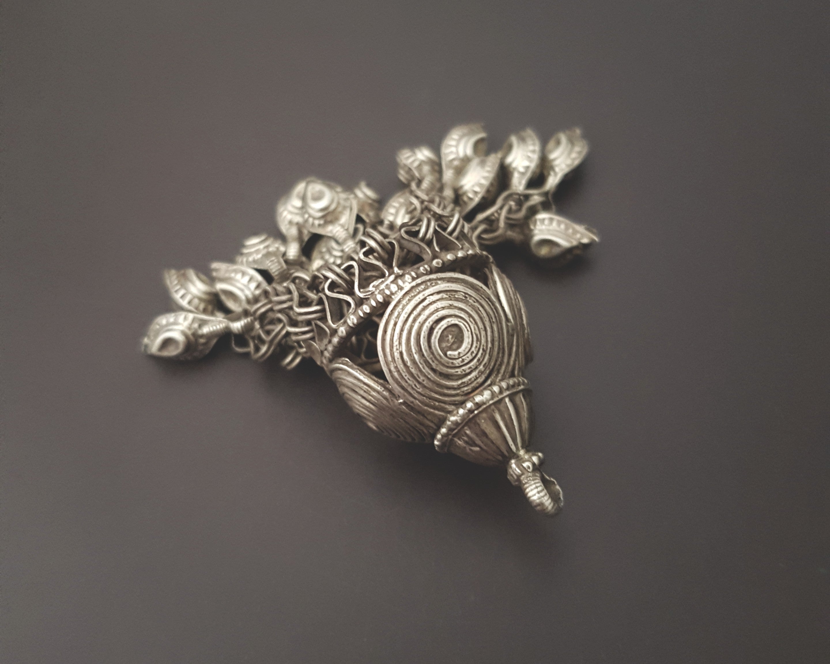 Old Uzbek Silver Tassel Pendant