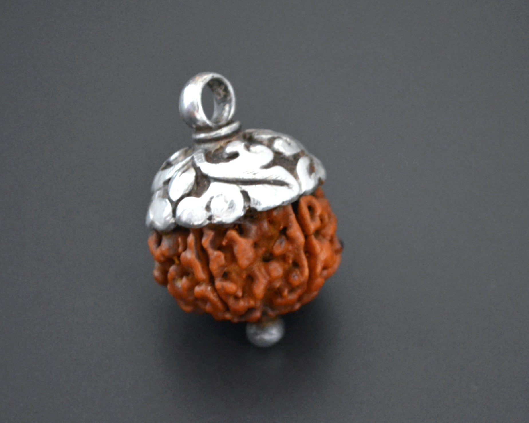 Rudraksha Bead Pendant with Silver Cap