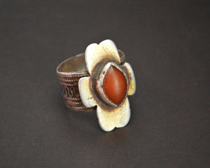 Turkmen Gilded Carnelian Ring - Size 8.5