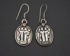 Hindu Amulet Silver Dangle Earrings