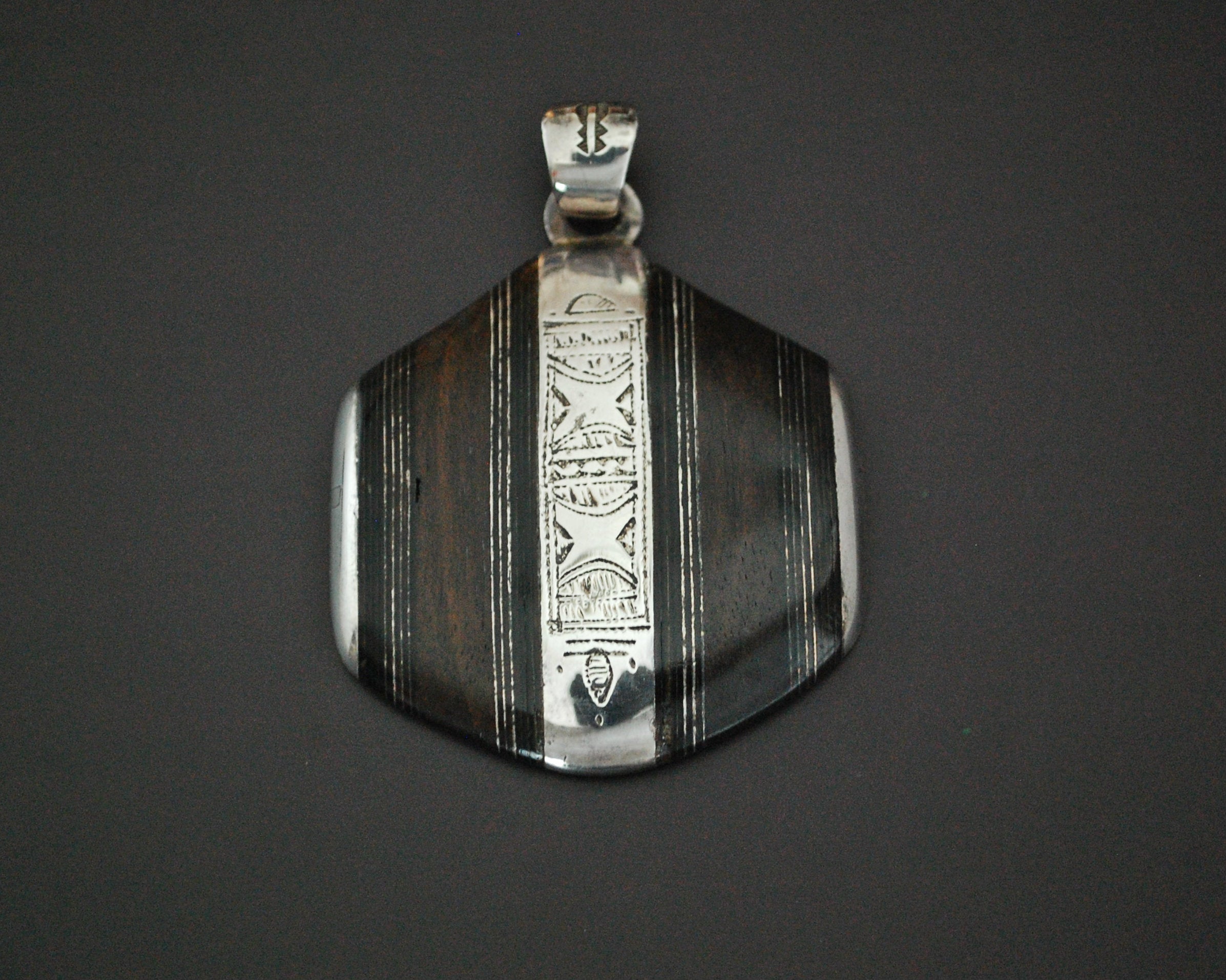 Tuareg Silver Ebony Pendant - LARGE