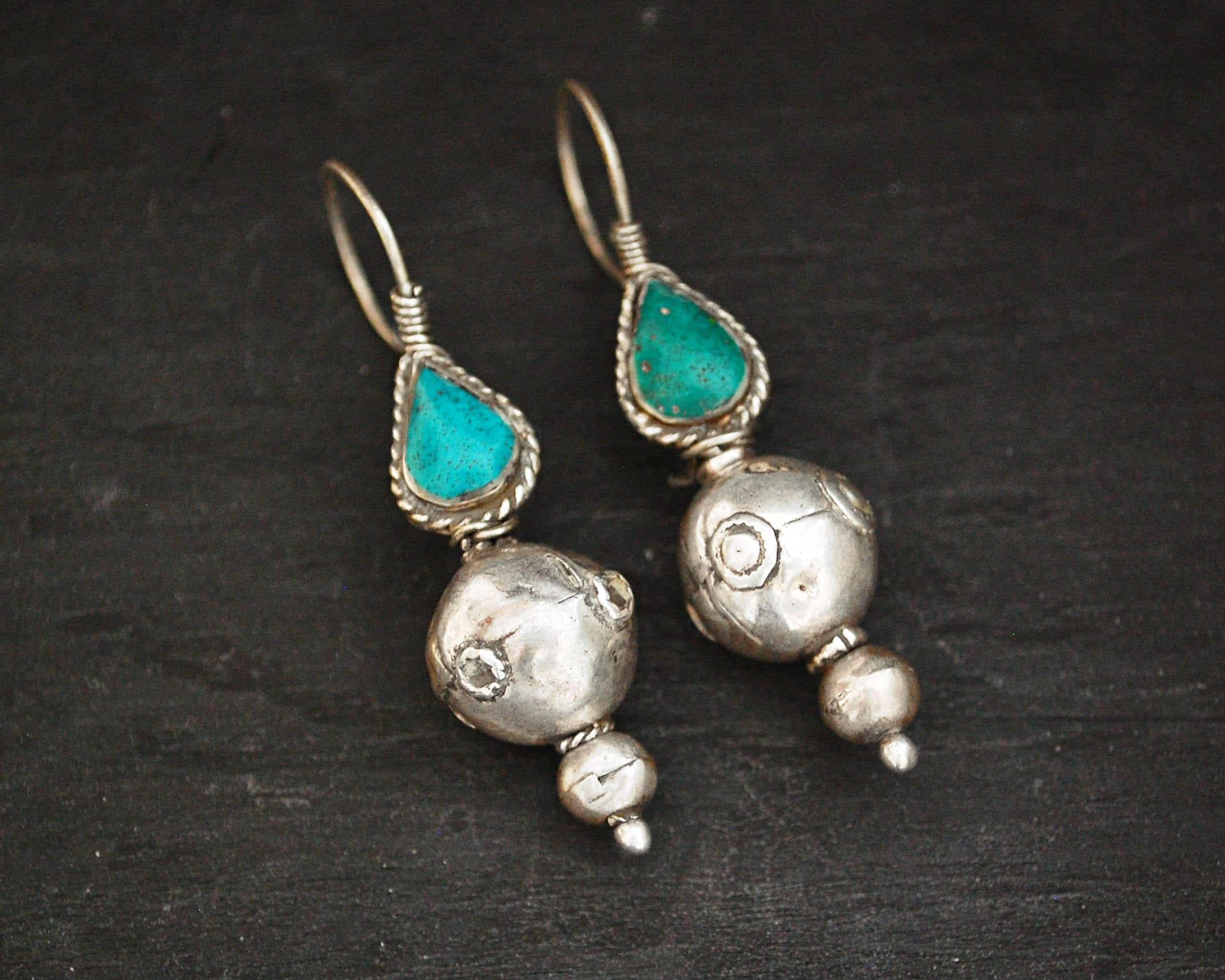Antique Afghani Earrings with Turquoise