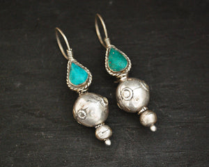 Antique Afghani Earrings with Turquoise