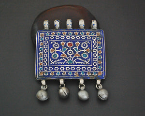 Multan Enamel Silver Pendant with Bells