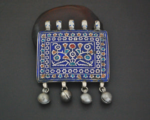 Multan Enamel Silver Pendant with Bells