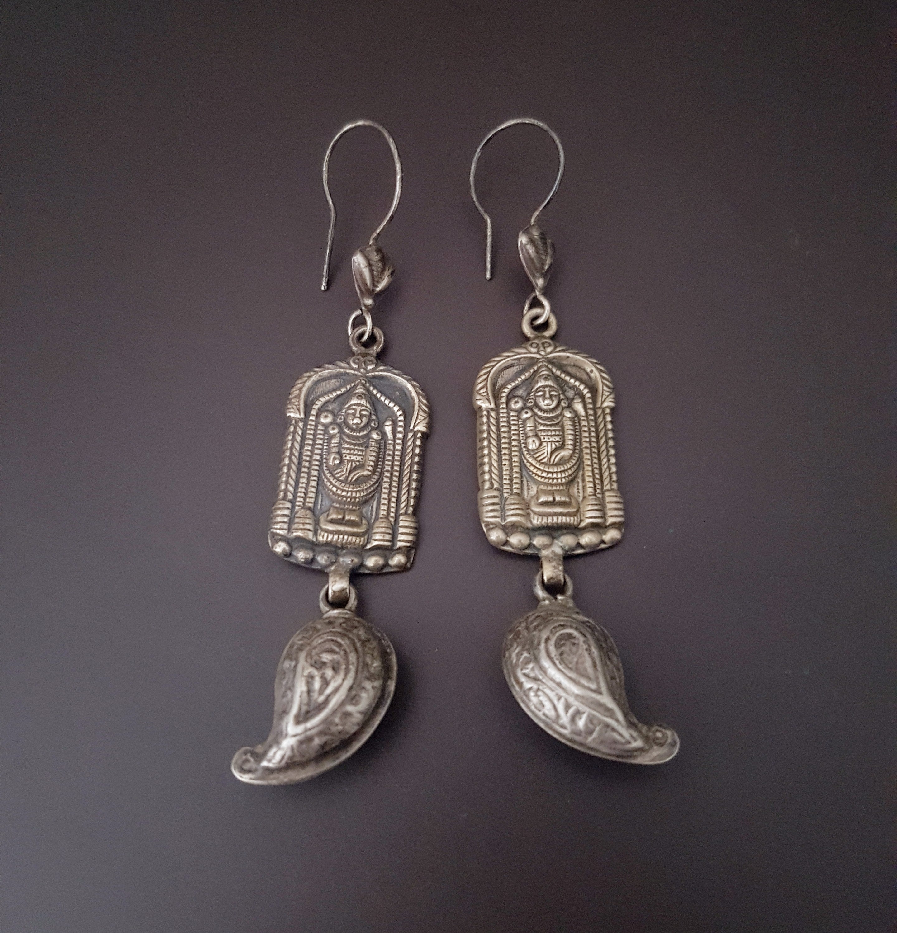 Afghani Silver Paisley Earrings
